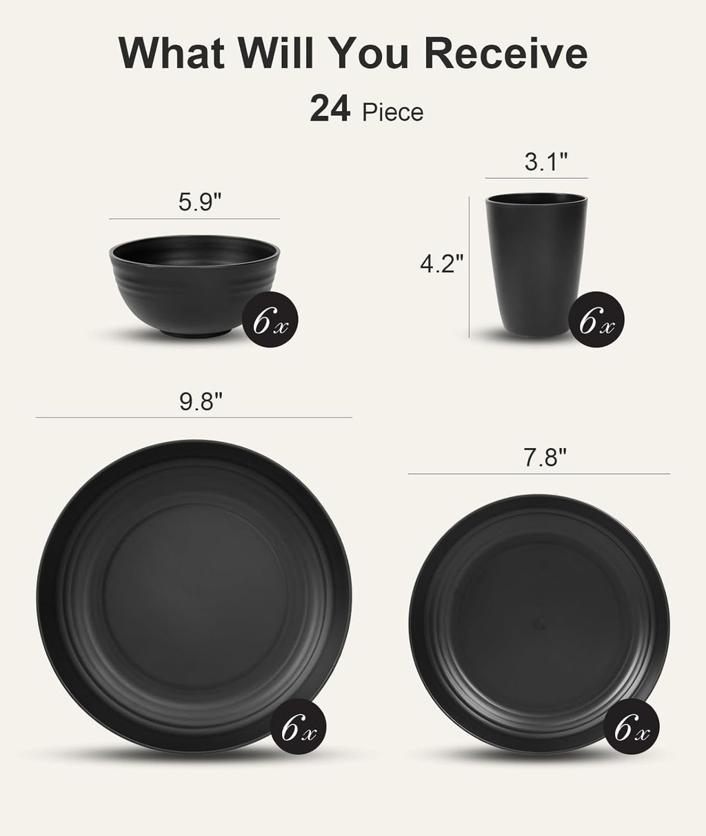 24 Piece Plates and Bowls Sets