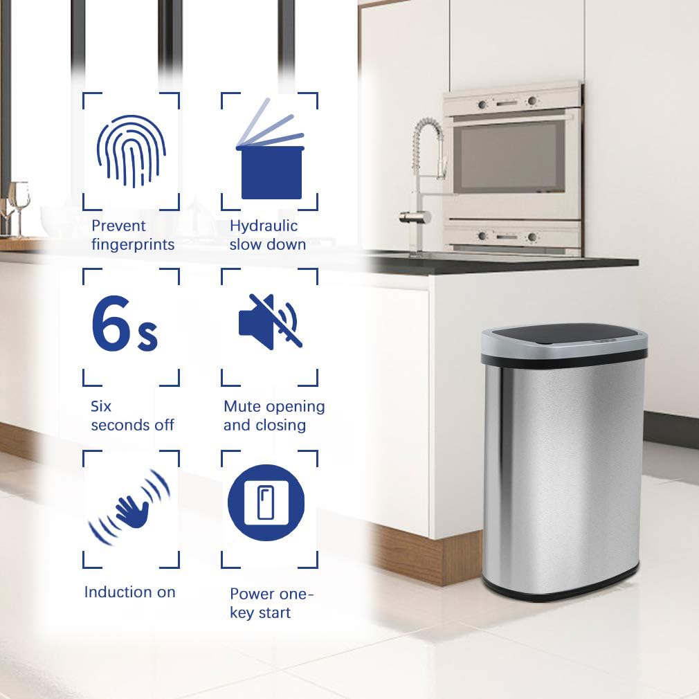 Touchless Stainless Steel Trash Can