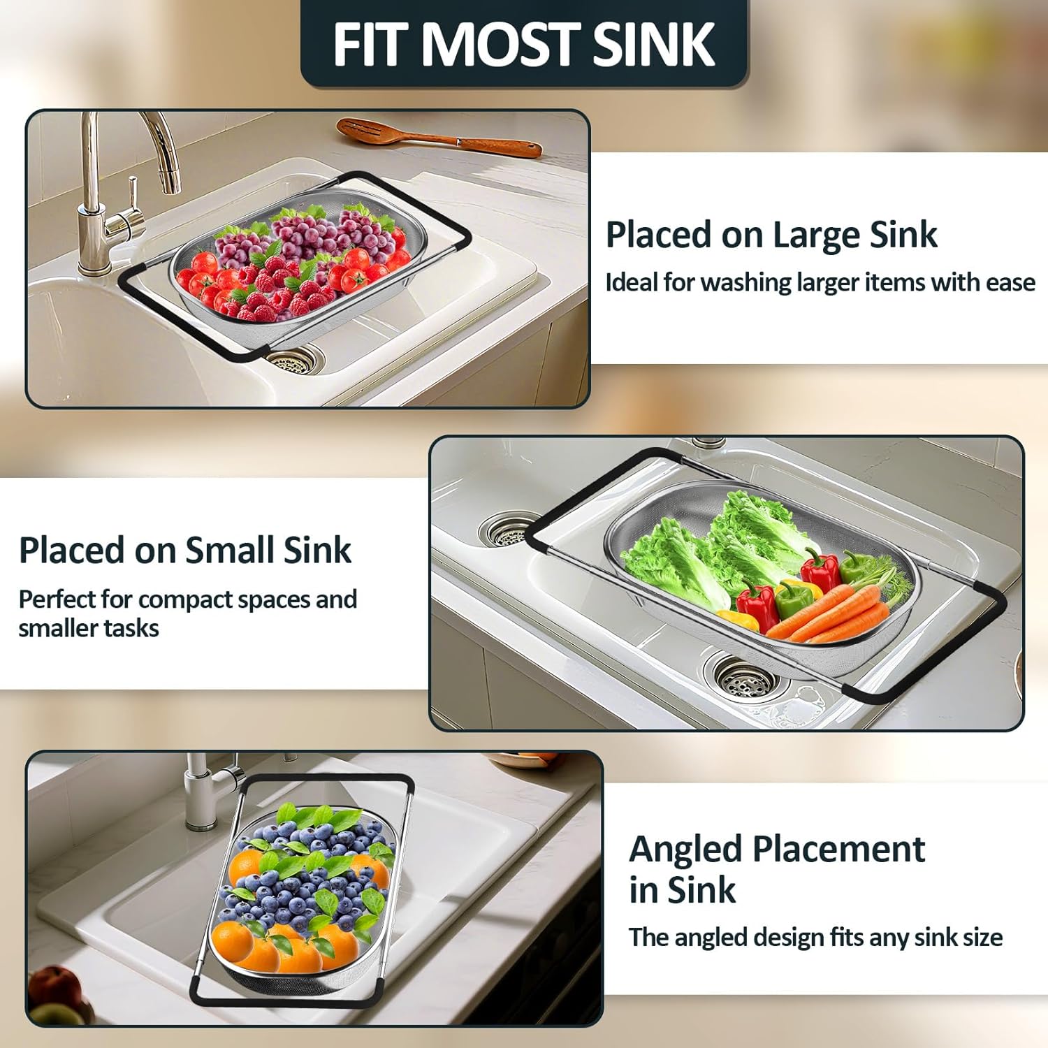Over the Sink Colander Basket
