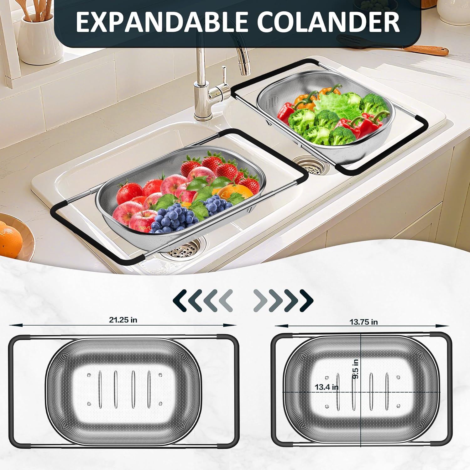 Over the Sink Colander Basket