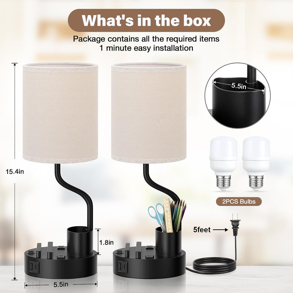 Table Lamp for Living Room Set of 2