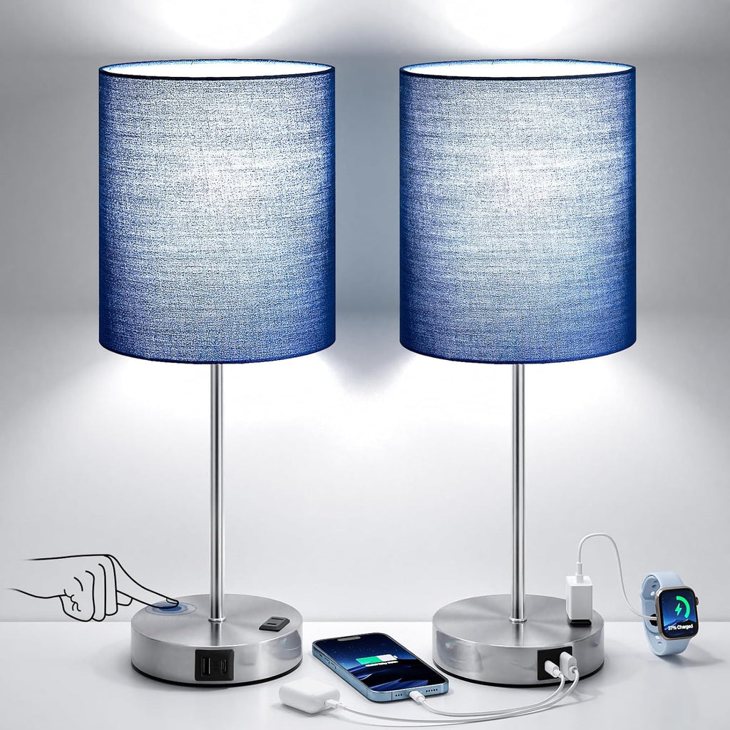 Touch Lamps for Bedroom Set of 2